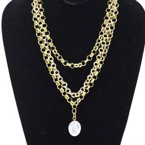 😍Hot Seller! Gold Multi Strand Cracked Quartz Necklace